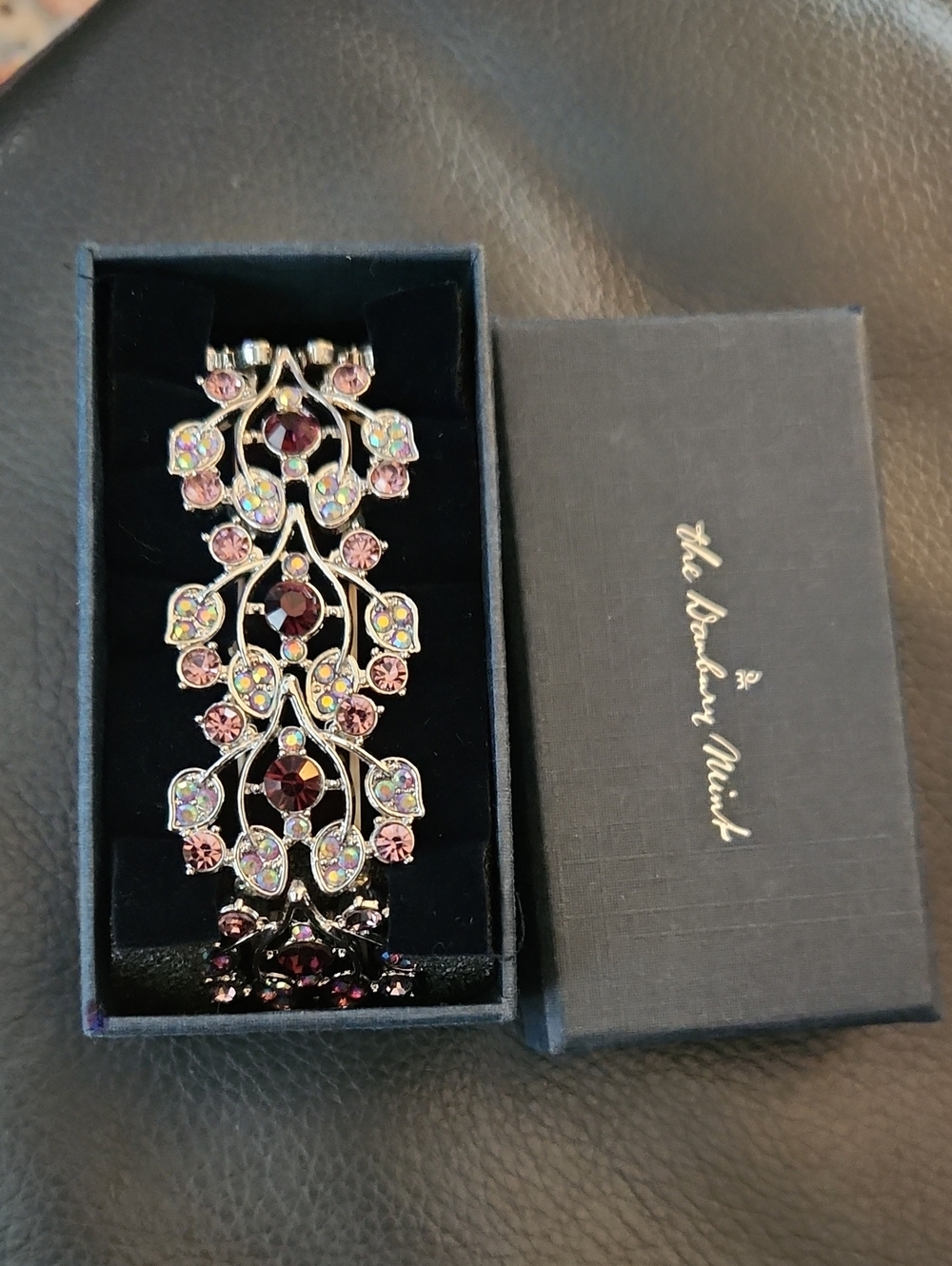 Danbury Mint Bracelet Hand Set Crystal Pink Purple White Cherry Blossom Bracelet